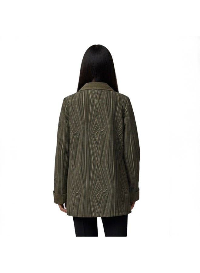 Smoky Egypt Smoky Suede Geo Print Quilted Jacket-Olive - Image 5